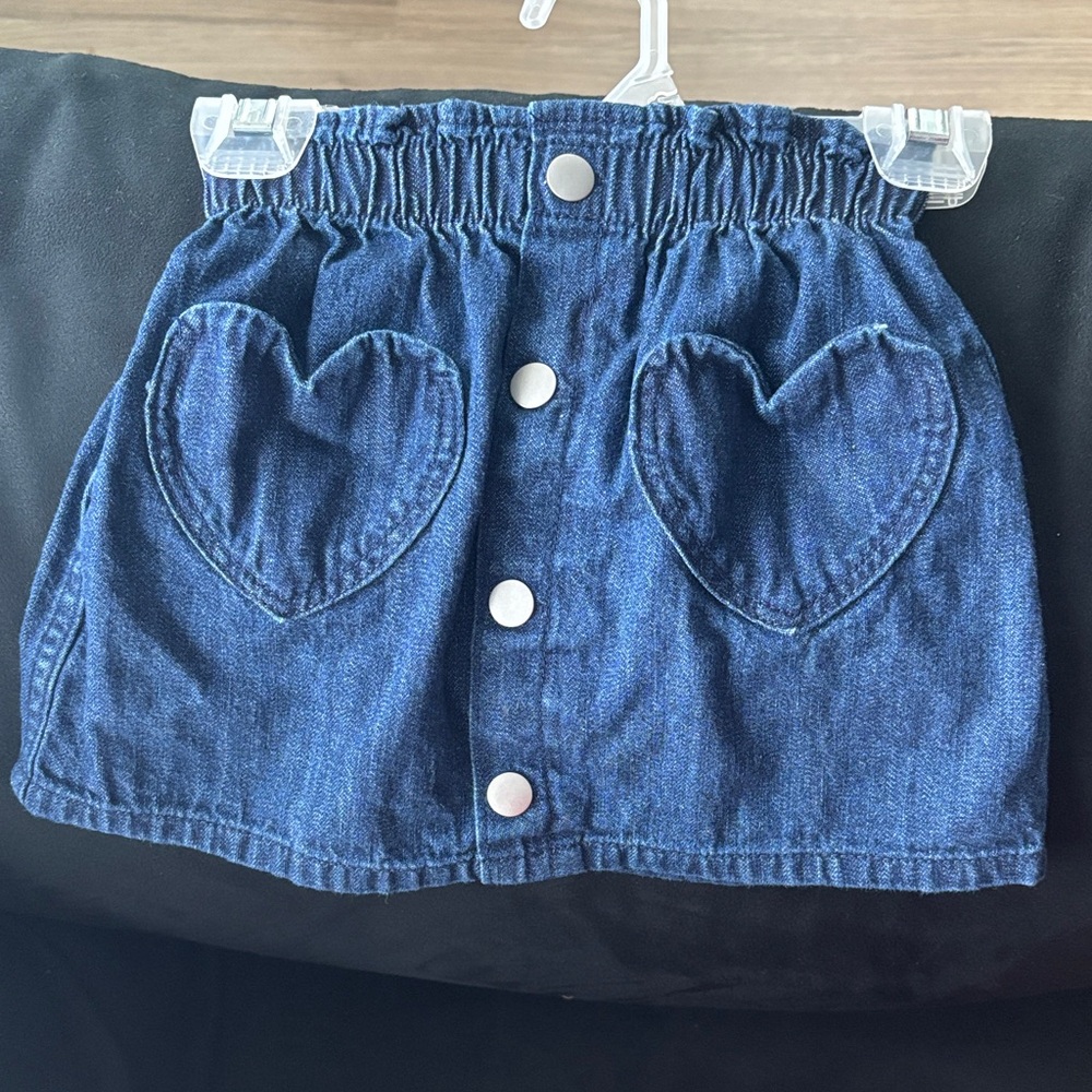 Old Navy Blue Denim Skirt with Heart Pockets